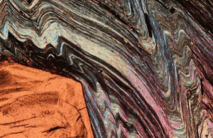 Microfolds in a metamorphic rock; phyllite from the eastern Alps of Italy