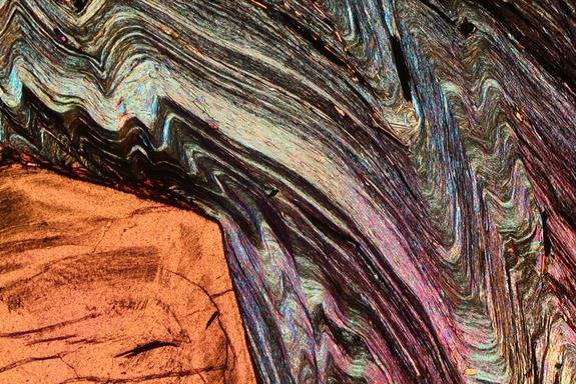 Microfolds in a metamorphic rock; phyllite from the eastern Alps of Italy