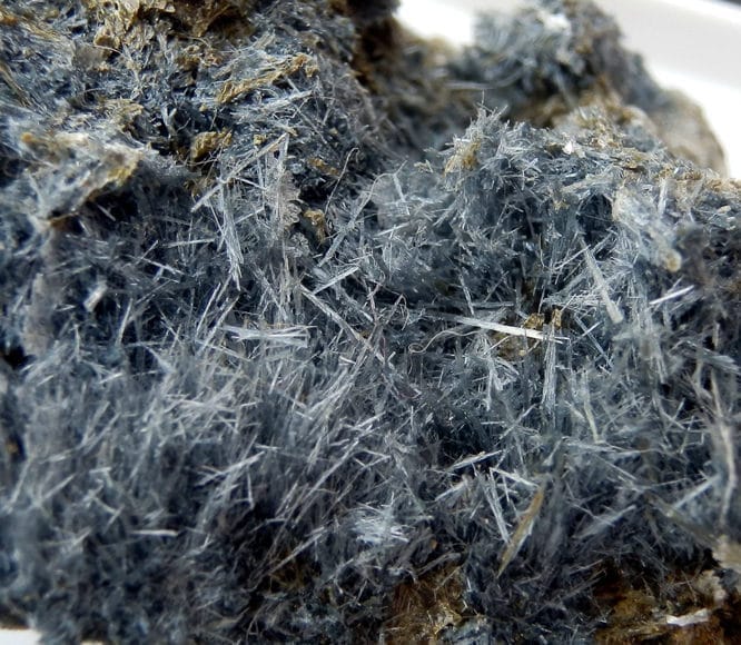 Acicular glaucophane crystals.