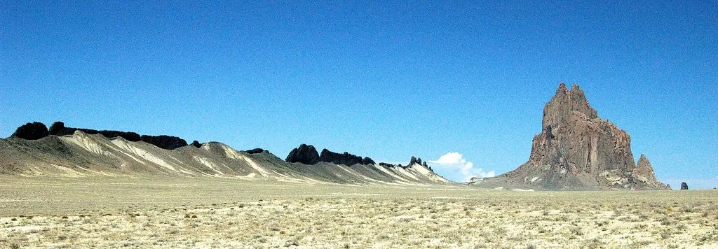 Shiprock volcanic neck and southern minette dike in New Mexico