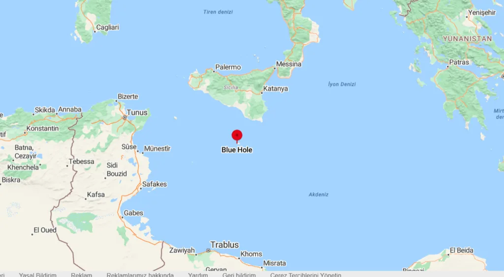 Mavi Delik, Gozo Harita Konumları