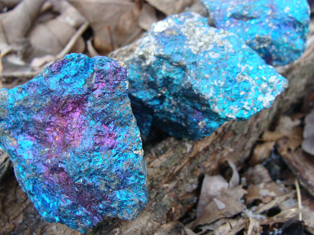 Peacock ore, also known as bornite