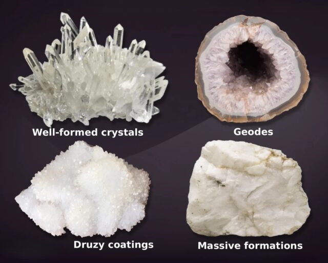 cristal bien formé vs cristal squelettique