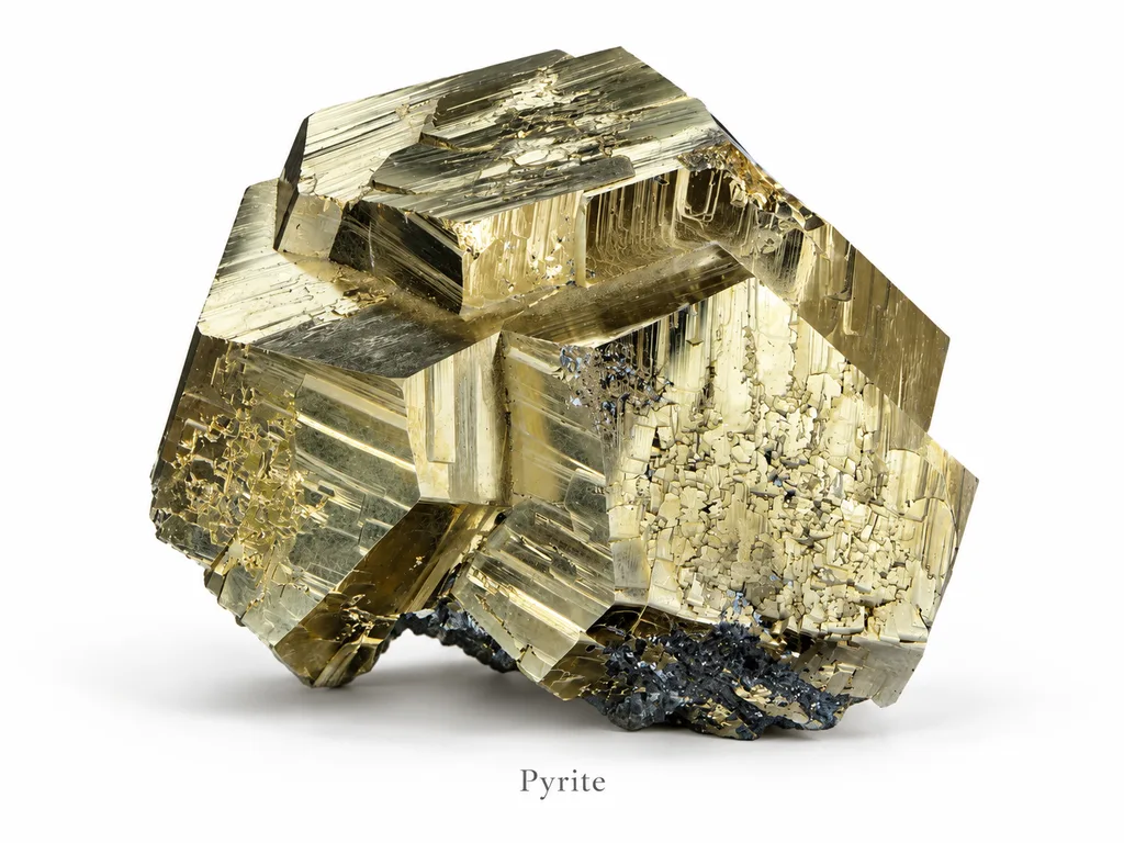 Well-developed pyrite crystal showing its metallic luster and characteristic geometric crystal form.
